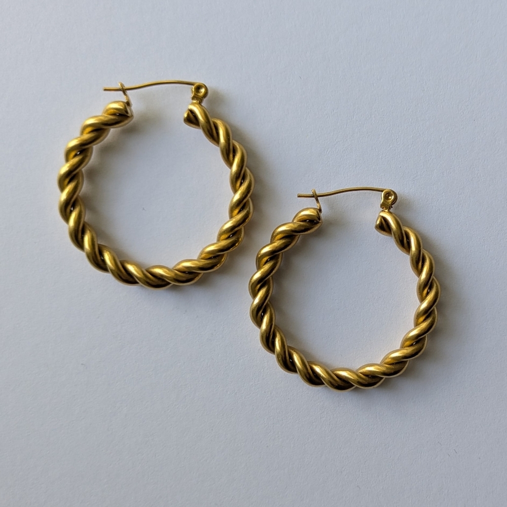 18k Gold-Filled Twist Hoop Earrings 